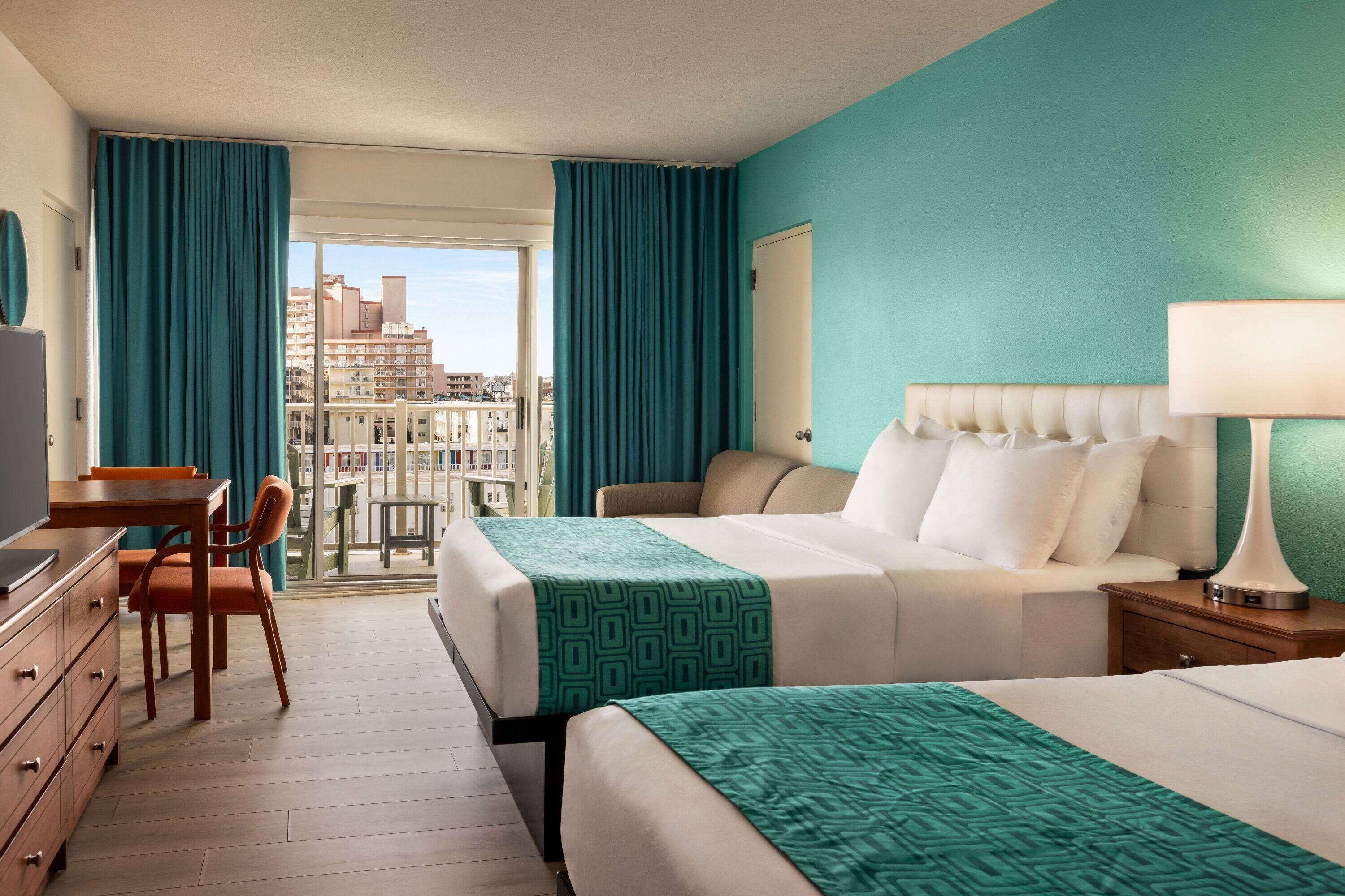 Room Two Double Beds Partial Ocean View Non Smoking