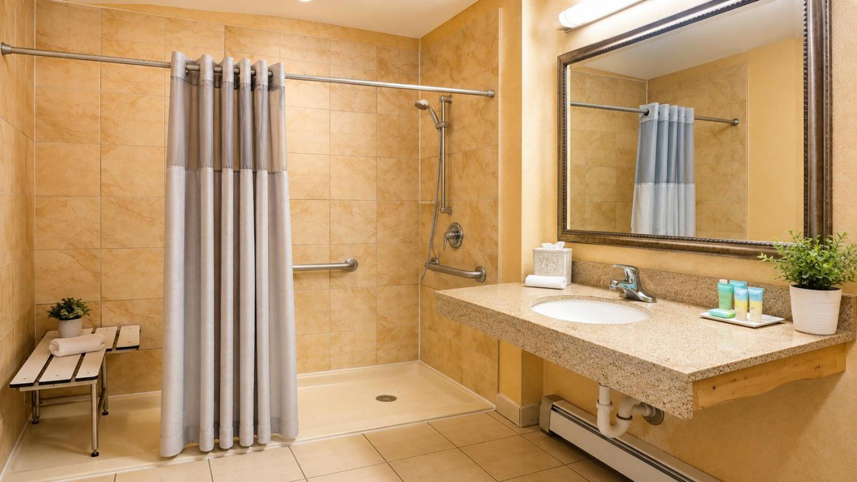 Habitación con ducha a ras de suelo - 1 cama grande