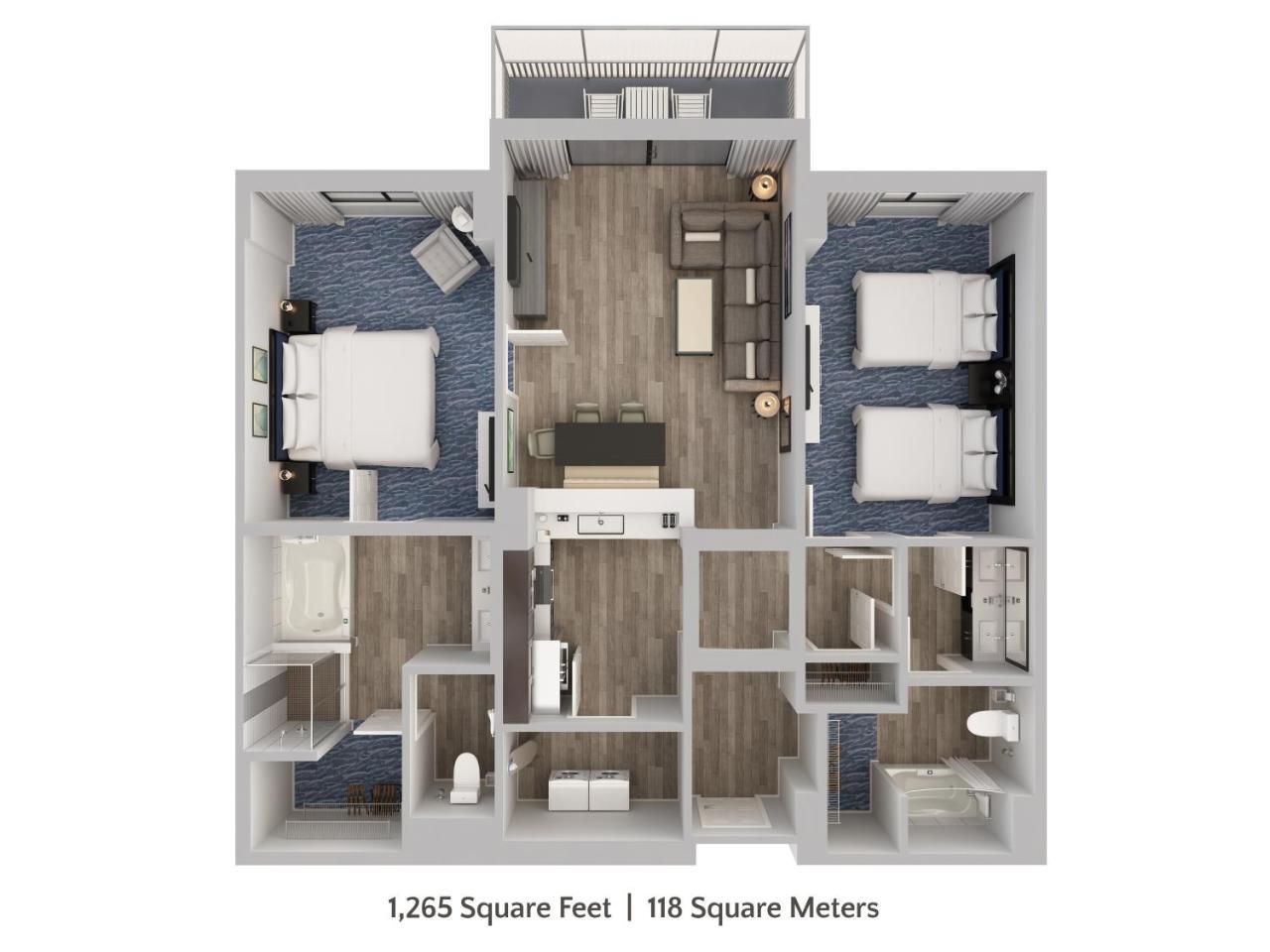 Familiecondo met 2 Slaapkamers en Superior Uitzicht (Gratis Toegang tot het Waterpark)