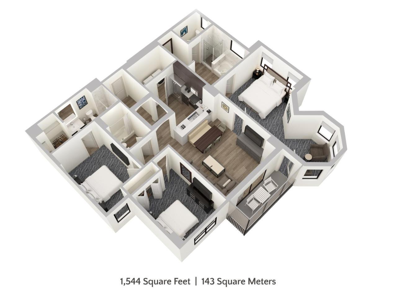 Condo met 3 Slaapkamers en 3 Badkamers (Gratis Toegang tot het Waterpark)